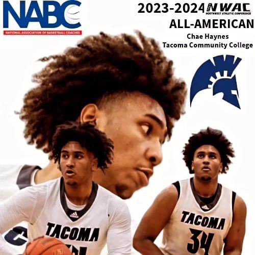 Shoutout to <a href="/chae_haynes/">Chae Haynes</a> for being named a 2023-24 <a href="/NABC1927/">NABC</a> <a href="/NWACSports/">NWAC</a> All American. <a href="/tacomacc/">tacomacc</a> <a href="/TacomaCCTitans/">Tacoma CC Athletics</a> <a href="/tacomacchoops/">TCC - Basketball</a> 
6’8 280lb Freshman