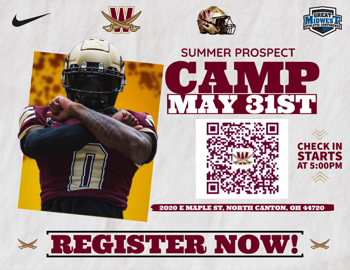 Don’t skip this chance to hone your skills with the Cavaliers⚔️ at our summer camp! 

Register with the QR Code or at 
walshfootball.totalcamps.com