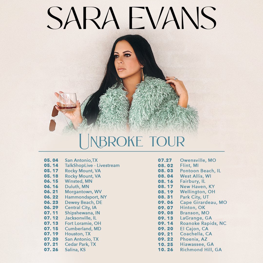 I cannot wait to play the new album live for y'all!! Select tickets and VIP packages are on sale now with other pre-sales starting next week. Sign up at: saraevans.com/tour Also '21 Days' comes out at midnight ET tonight, so make sure to pre-save it now ❤️
