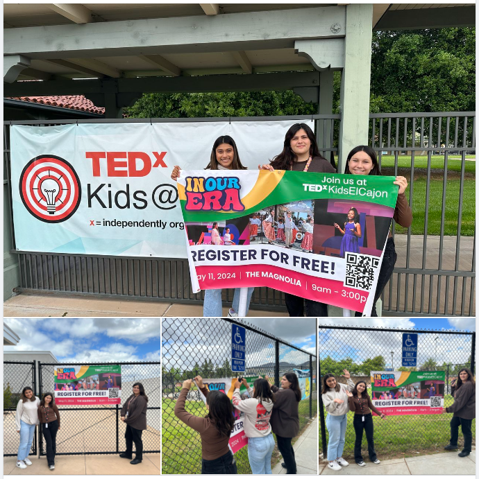 @TEDxKidsElCajon street team just finished putting up banners at local schools! Scan the banners to reserve free tickets to our TEDxKidsElCajon event on May 11th at @TheMagnoliaSD @TEDTalks  @TEDx  @TED_ED @CityofElCajon  #inourtedxera #tedxkidselcajon #tedx #teded #studentvoice…