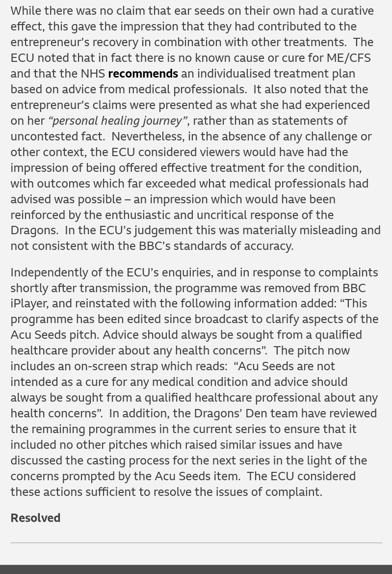 Fatigo_MECFS's tweet photo. #SaveCarlasLife is the indirect consequence of media creating stigma around #MyalgicEncephalomyelitis. The BBC refuse to apologise for their #dragonsden Acu Seeds episode which minimised the debilitating Neuroimmune illness. #bbcqt #PMQs #MAFSAU #Channel4News #BBCLondon #C4News https://t.co/JrVoveUcra