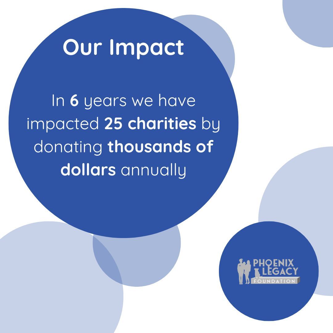 We're so proud of the work we do, and the partner charities that we get to work with! 
25 ORGANIZATIONS - COUNTLESS LIVES CHANGED!

#phoenixlegacyfoundation #charity #nonprofit #arizonanonprofit #arizonacharity #lovemycommunity #communityfirst #veteransupport #childrenscharity