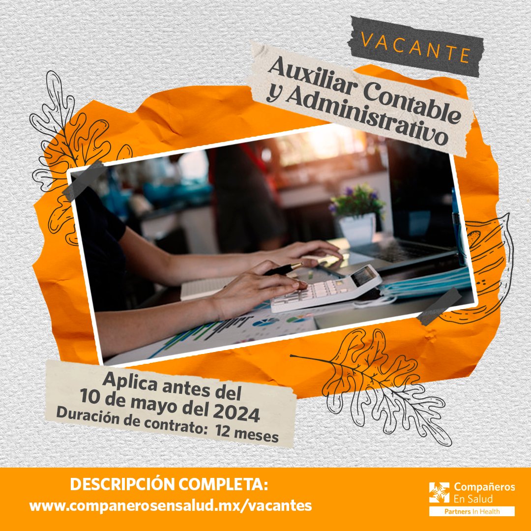 #Vacante | ¿Se te da la contabilidad? ¡Únete al equipo de Compañeros En Salud! Postúlate antes del 20 de marzo. Descripción completa aquí 👇: companerosensalud.mx/vacante-auxili…