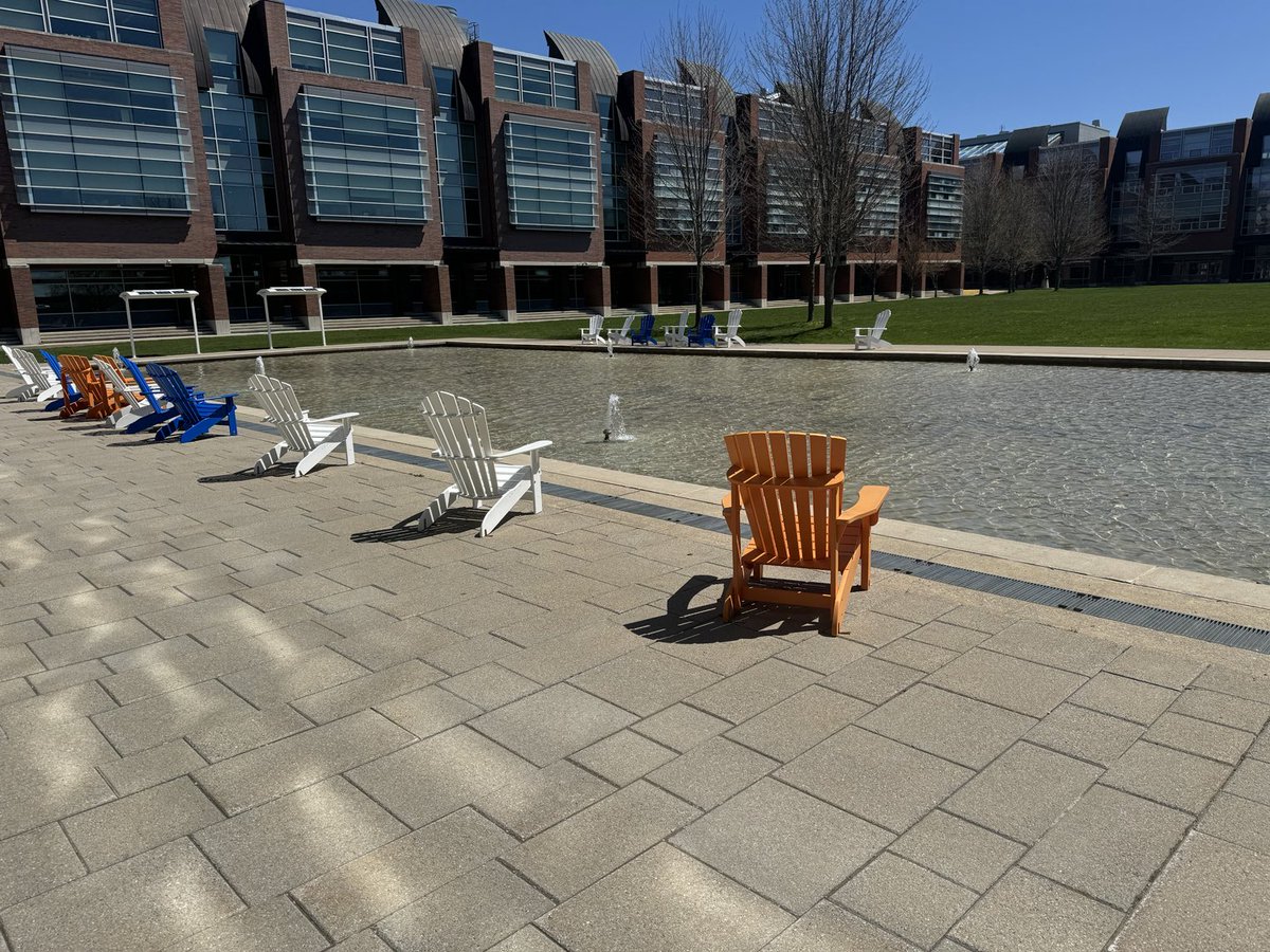 And just like that, the fountain is on, and the campus looks gorgeous on a bright spring day. #gratitude