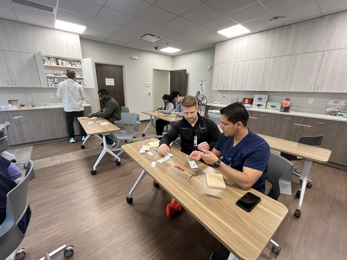 CAMCInternalIAM's tweet image. Our residents at the CAMC Center for Learning and Research learning procedure workshops with stations on joint injections, skin biopsies and sutures!

#simulationtraining #simulationbasedtraining