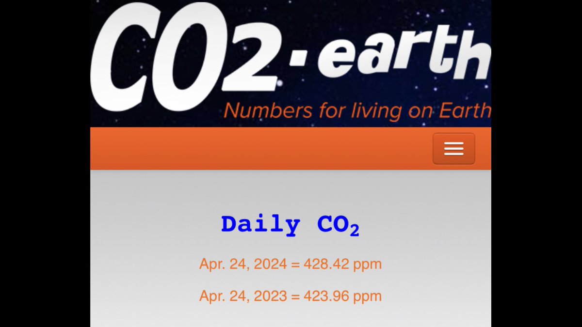 @MarkSerreze @Alex_Verbeek @dave_babb @davidhik @sigrid_dengel @SeaIceClimate @queenofpeat @ArcticBasecamp @PCarterClimate #stayinformedcc #shtfcc Daily C02 as of 04/24/24 is 428.42 - More C02 means more extreme weather #cop27 #climate #climatechange #ClimateCrisis #ClimateReport #ClimateAction #climateemergency #heatwaves #wildfires #drought #floods #Hurricane #TropicalStorm co2.earth