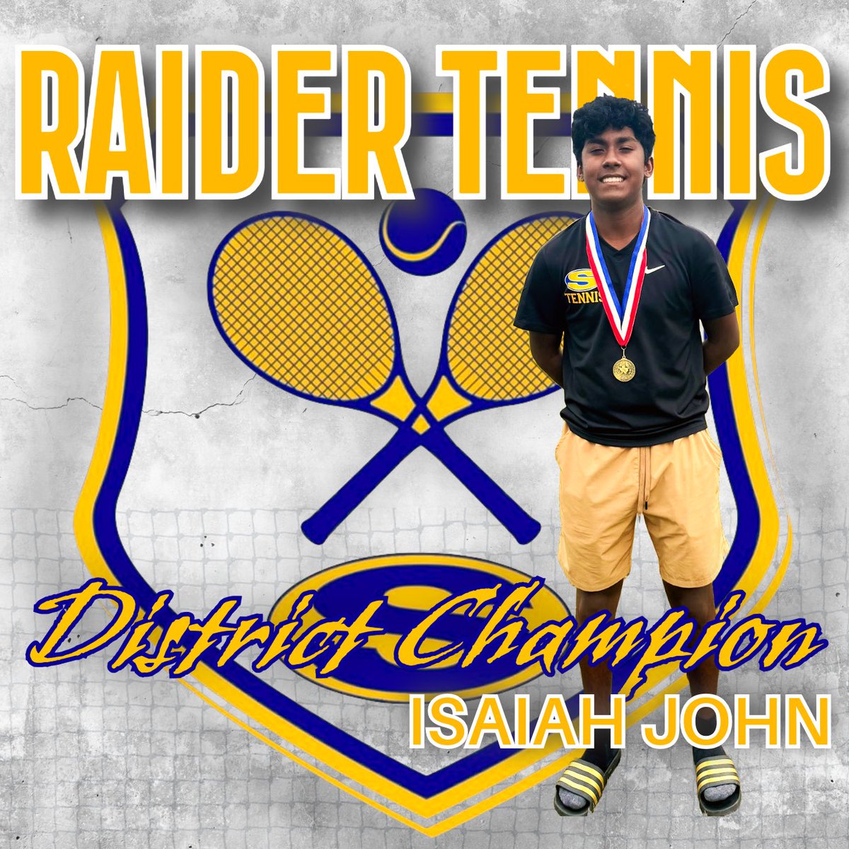 SunnyvaleTennis's tweet photo. Isaiah John is your District 14 Boyβs singles champion! πΎ π₯ #RaiderTennis #RaiderBuilt https://t.co/pUVpQ1dFj5