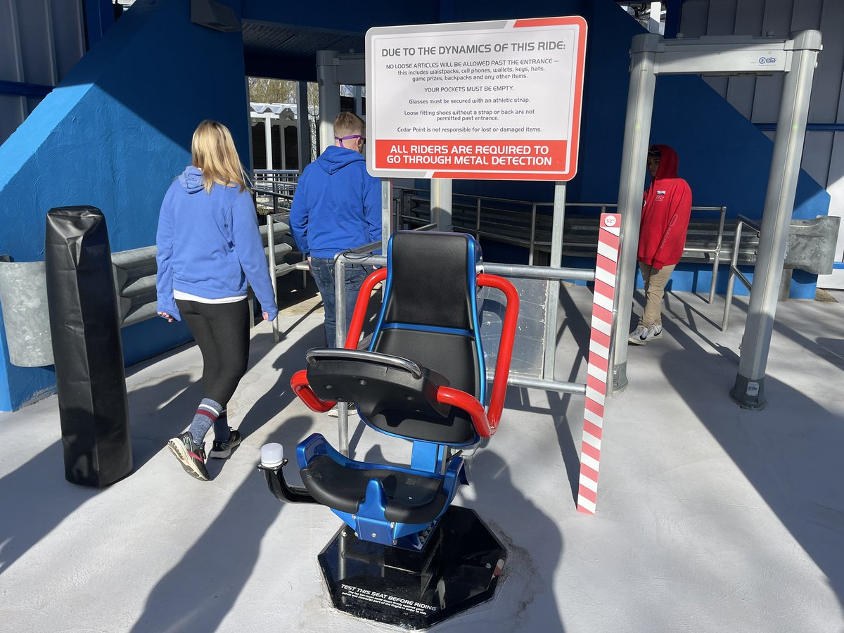 BuckeyeCoaster's tweet photo. The test seat for #TT2 - @cedarpoint! Itβs located before the metal detectors before entering the queue! #CedarPoint #topthrill2 #cpracing #cedarfair #zamperlacoasters #buckeyecoasters https://t.co/qItqH8Qbys