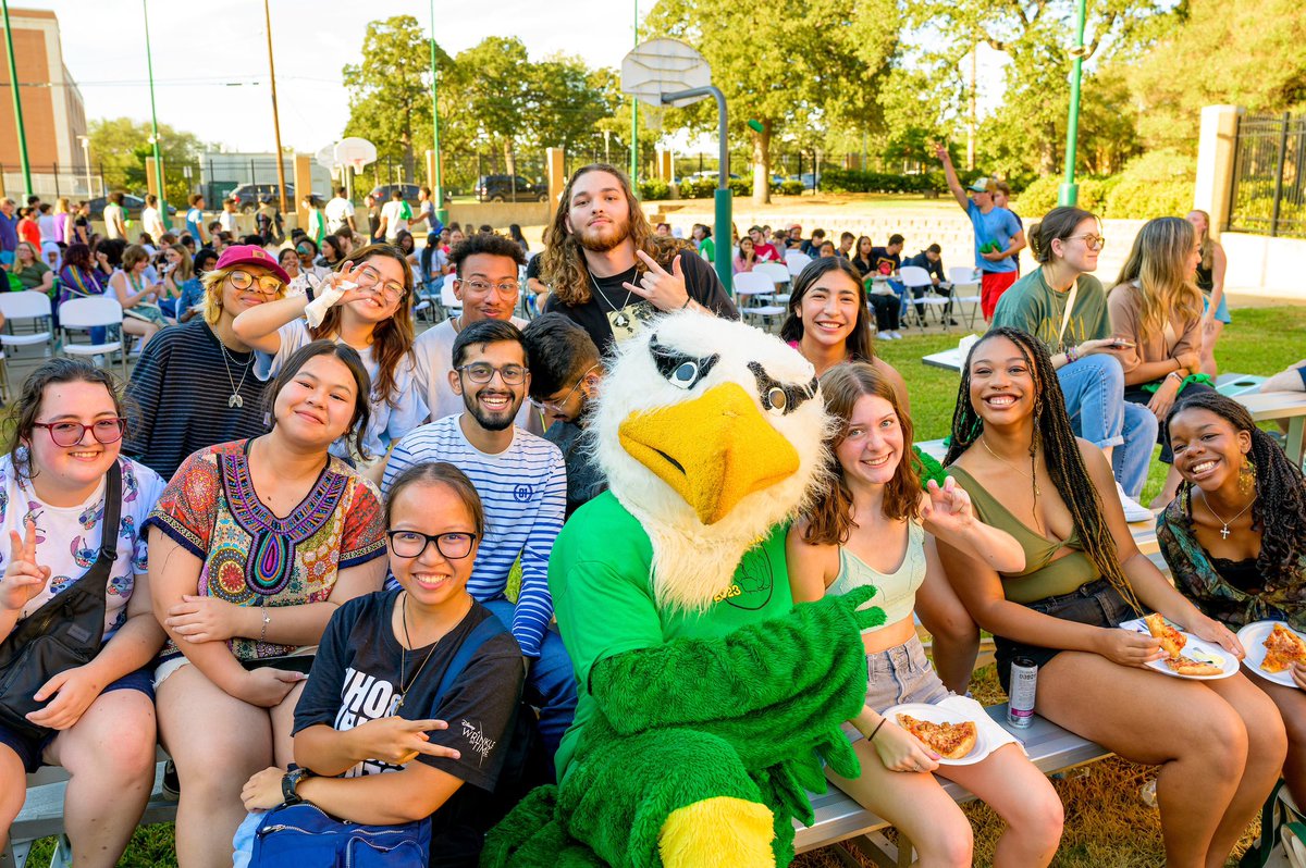 UNTsocial's tweet photo. He’s beauty and he’s grace. He’s a mascot with many a different face! 🦅   This #TBT we are throwing it back to when @NTScrappy went from a live eagle to the legend we know and love today. https://t.co/aY9o5J8Axu