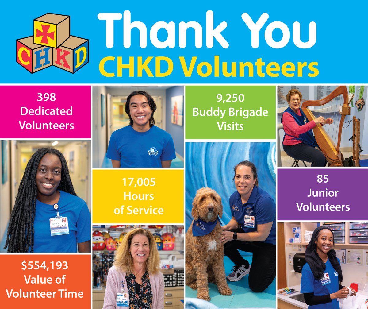 This #NationalVolunteerWeek, we recognize the many individuals who contribute their time to our patients, families, and staff. Your commitment helps us provide the best possible care. Thank you, volunteers, for supporting #CHKD!