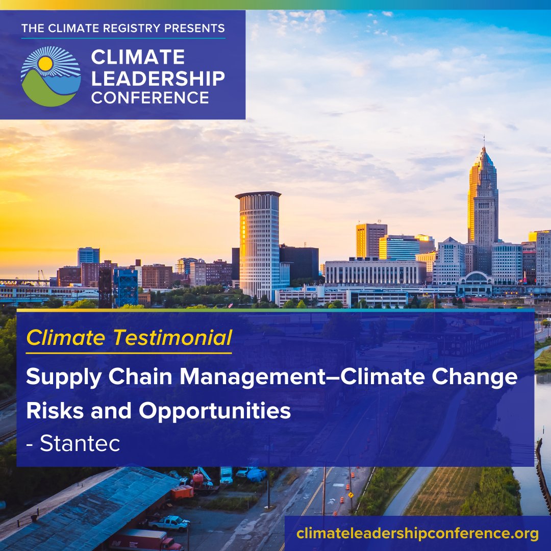 We are excited to publish our first Climate Testimonial for the 2024 Climate Leadership Conference.

In their testimonial, Stantec discusses the important role supply chain management plays in addressing the climate crisis.   Read it here: ow.ly/axXJ50Rolzv