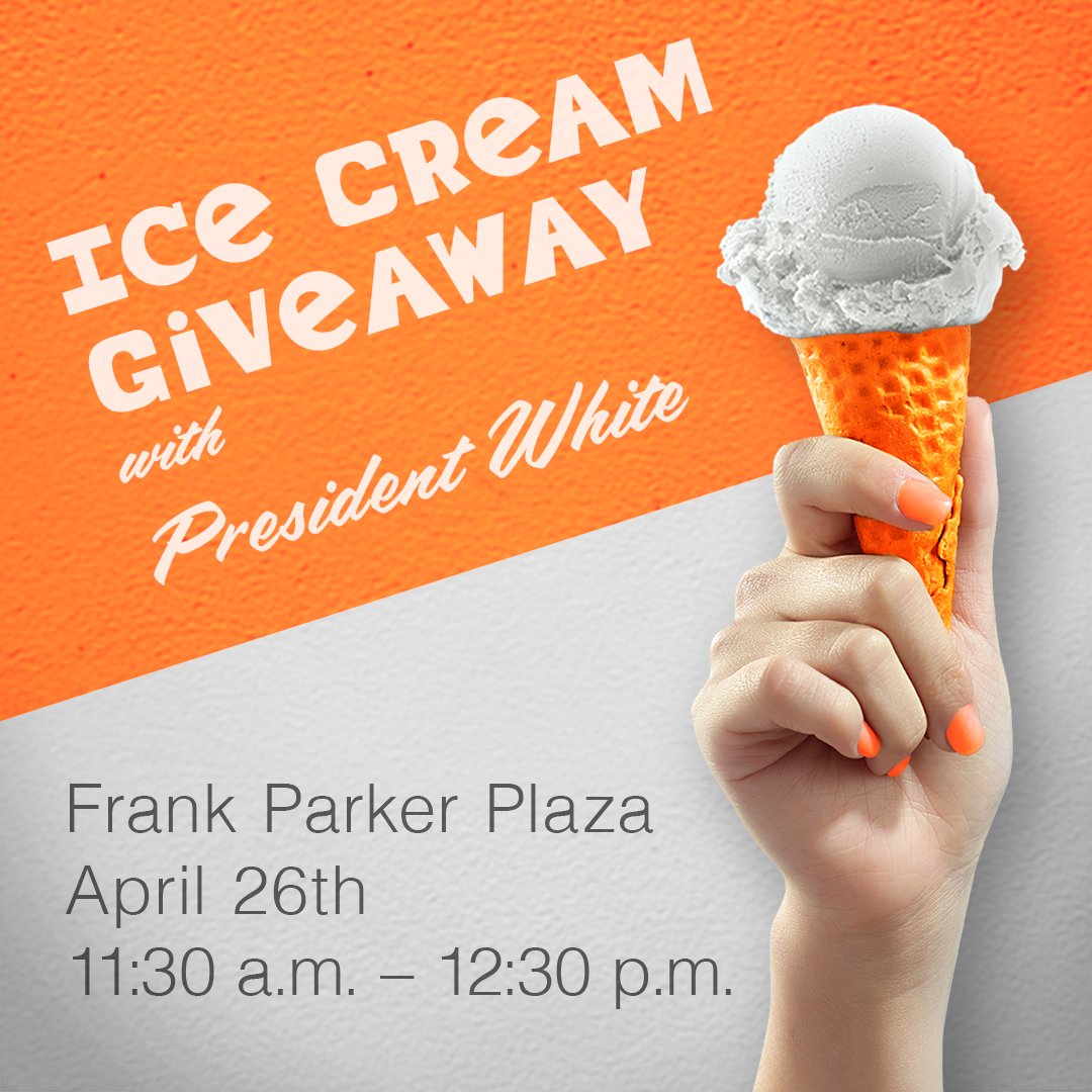 Ice cream, ice cream, WE ALL SCREAM FOR ICE CREAM 🗣️ Don't forget to stop by Frank Parker Plaza tomorrow for a FREE Ice Cream Giveaway with President White! 😋 #SamHoustonState