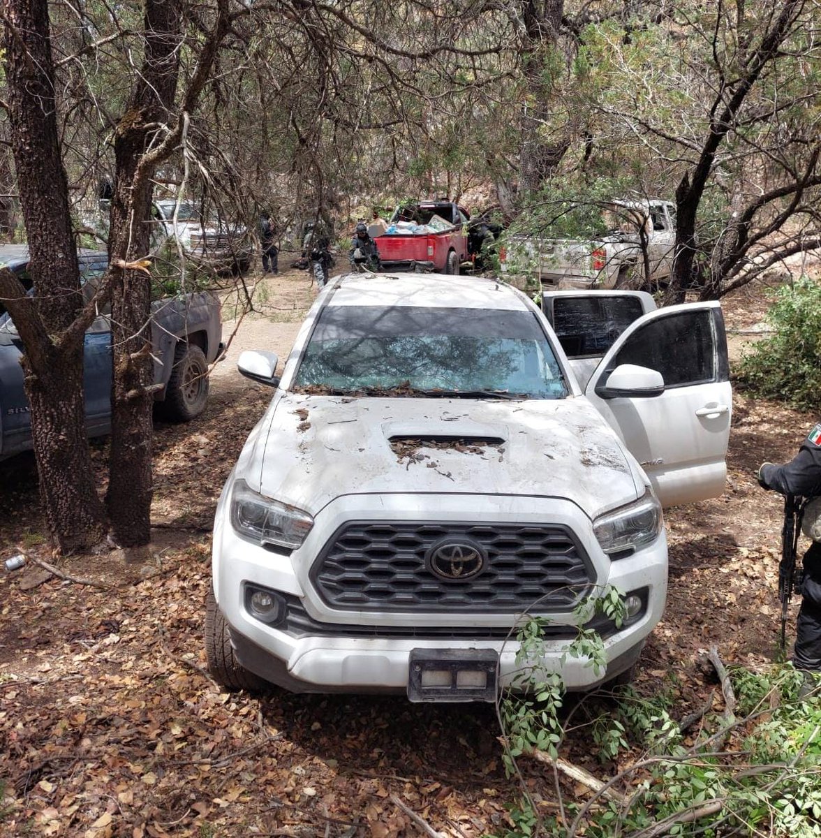 #LoDeHoy Elementos policiacos decomisaron explosivos, municiones y 11 vehículos que utilizaban criminales en el municipio de #GeneroCodina Zacatecas. Todo lo decomsiado fue localizado en dos campamentos ilcitios en la comunidad #RioFrio