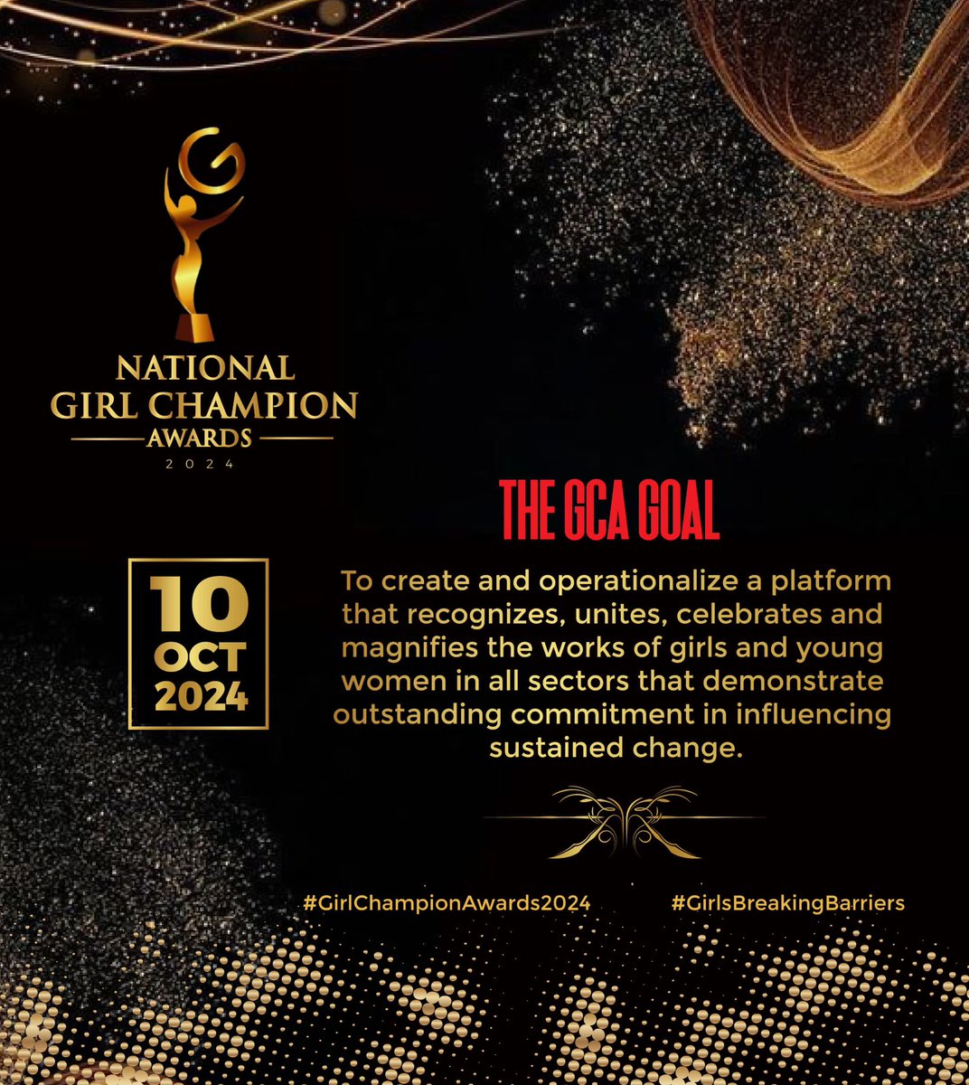 *THE GCA GOAL* We want to create and operationalize a platform that recognizes, unites, celebrates and Magnifies the works of Girls and Young Women in all sectors that demonstrate outstanding commitment to influencing sustained Change: Let’s Shine a spotlight on Them☀️