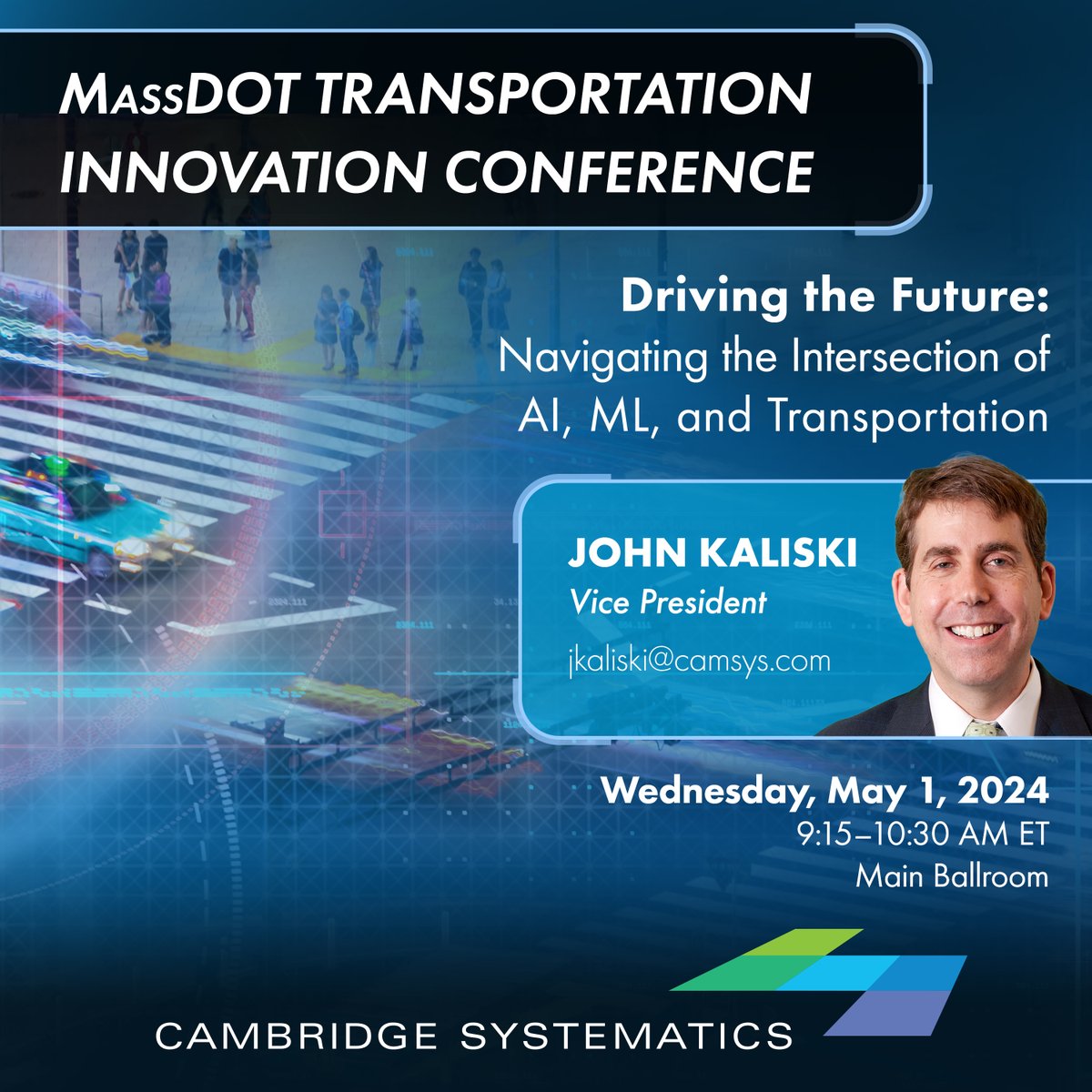 Hear from John Kaliski on the transformative impact of AI across the transportation sector and learn about the opportunities and risks of using AI in planning. Thanks @MassDOT for the opportunity to support and sponsor this conference!