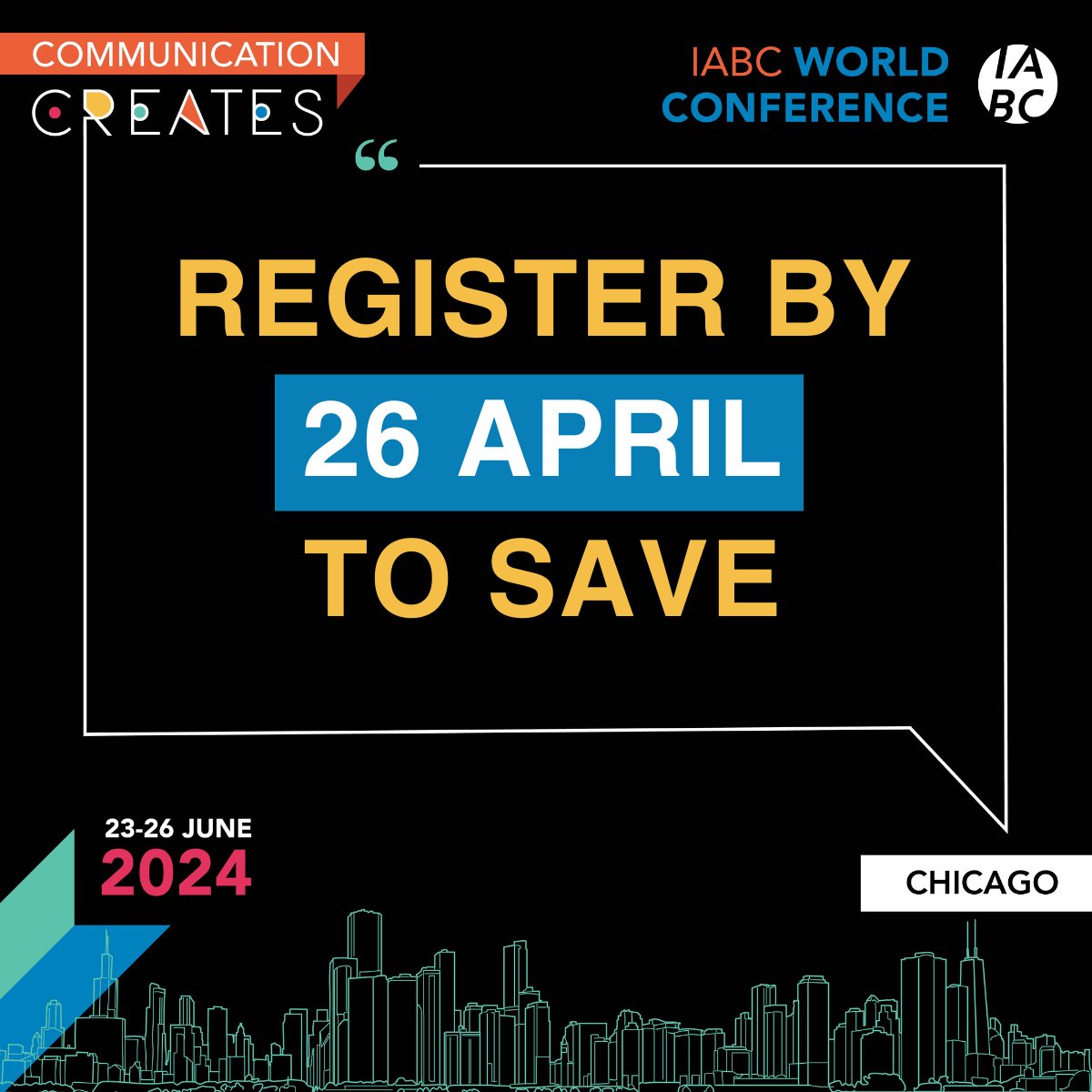 TOMORROW: The early bird deadline for World Conference 2024 is tomorrow, 26 April! Register today to save up to $200 on the #comms conference of the year. hubs.li/Q02v4VjQ0 #IABC24