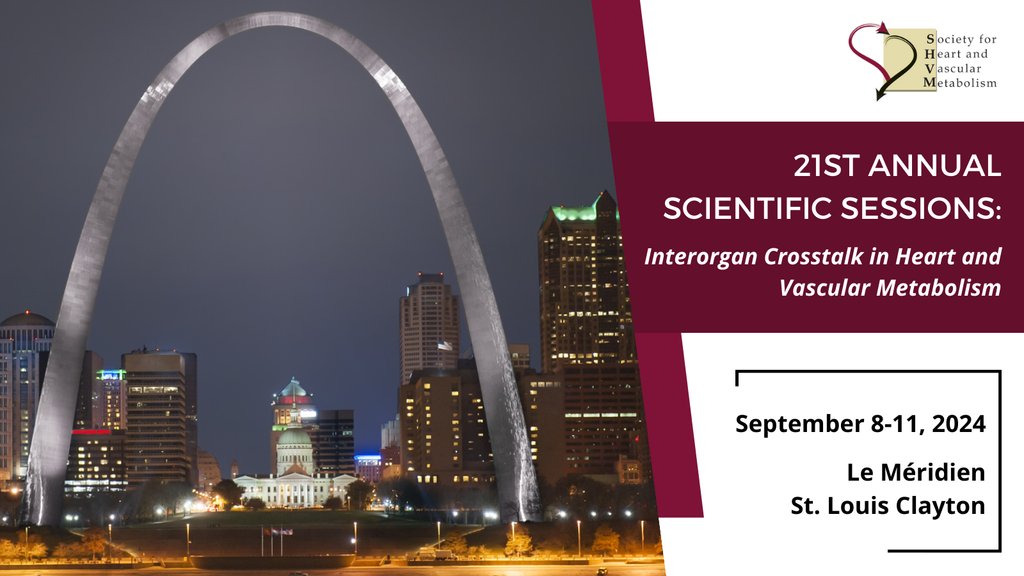 The Annual Meeting @Soc_HrtVasMetab will be held in Saint Louis from September 8th-11th, 2024. Registration is now available for the event. Submissions for abstracts are now open with a deadline of June 3, 2024. @WashUCardiology @WUSTLmed Event Info> l8r.it/25SG