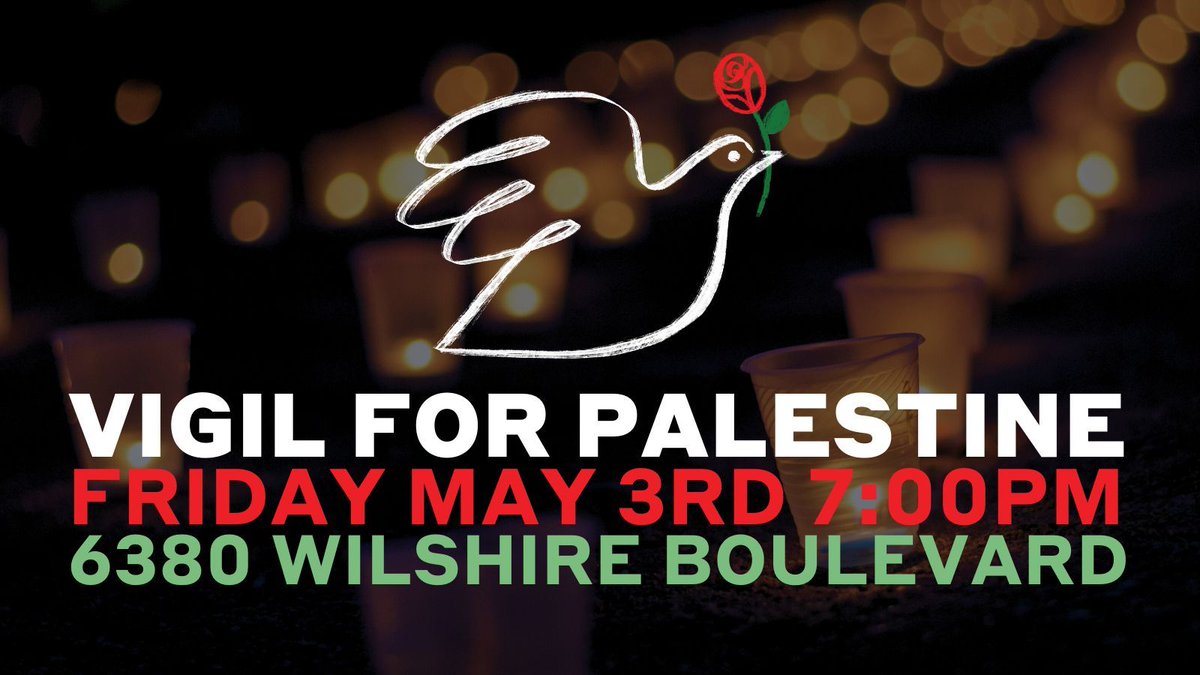Join DSA-LA for a for a VIGIL FOR PALESTINE this Friday to mourn the over 33,000 people killed in Gaza and urge Councilmember Katy Young-Yaroslavsky (@KatyForLA) to support a motion to bring a ceasefire resolution to Los Angeles City Council. RSVP at dsa.la/palestinevigil. 🇵🇸
