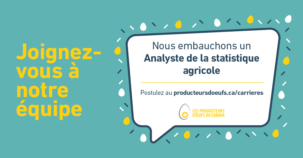 📣Vous aimez les projets et les analyses statistiques? Nous souhaitons #recruter une analyste de la statistique agricole pour notre équipe de la Politique agricole et de l’établissement des coûts. Pour en savoir plus et postuler : tinyurl.com/2zu5rbm2