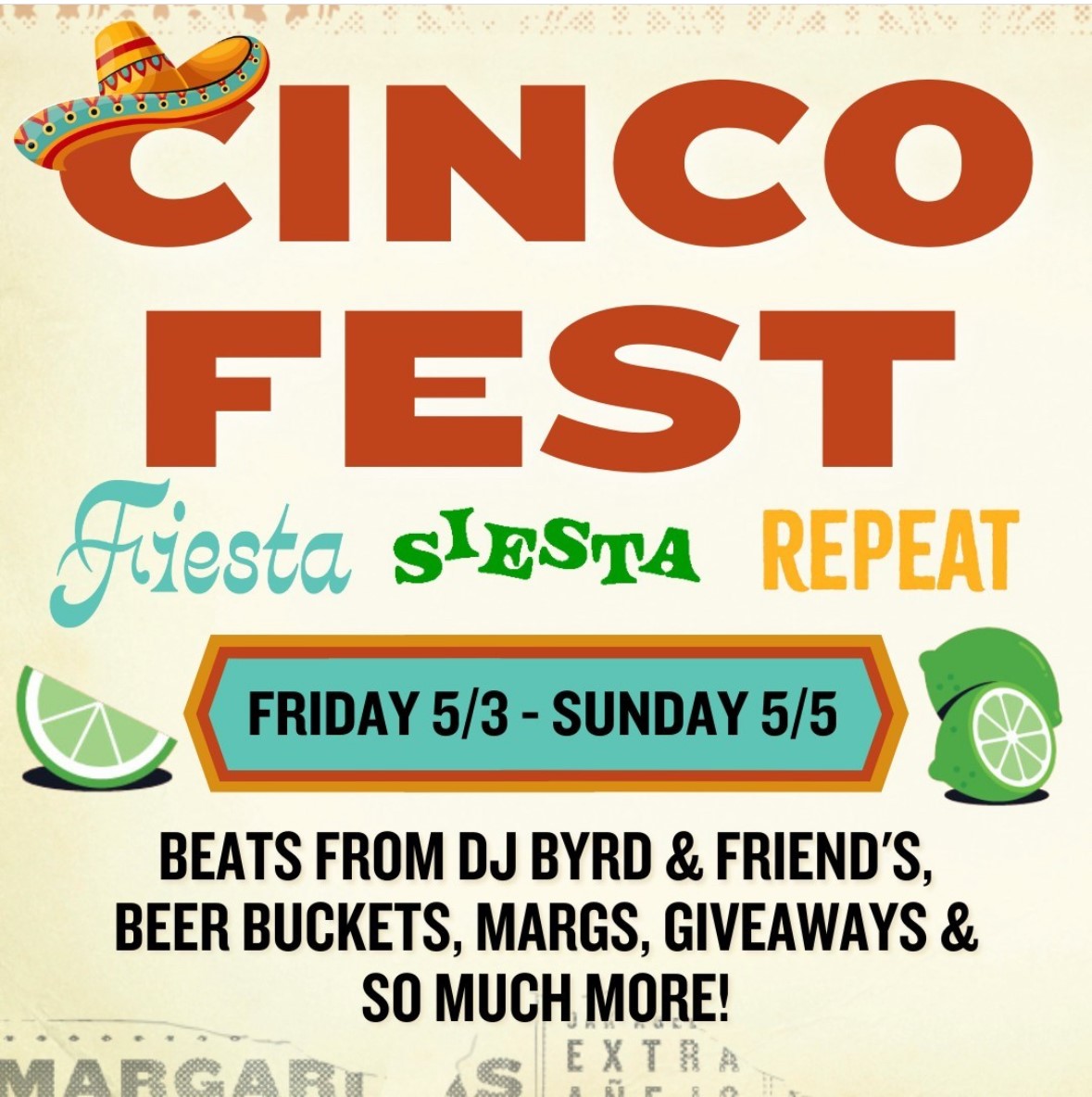 Taco ’bout a party! Cinco Fest Weekend at !  Kicking off on Friday, 5/3!  Enjoy beats from  , beer buckets, margs, giveaways and more! Face painting on Sunday from 1-4 pm.  #CincoDeMayo #HaddonTwp #ShopHaddon #NJEvents #CincoDeMayoEvents