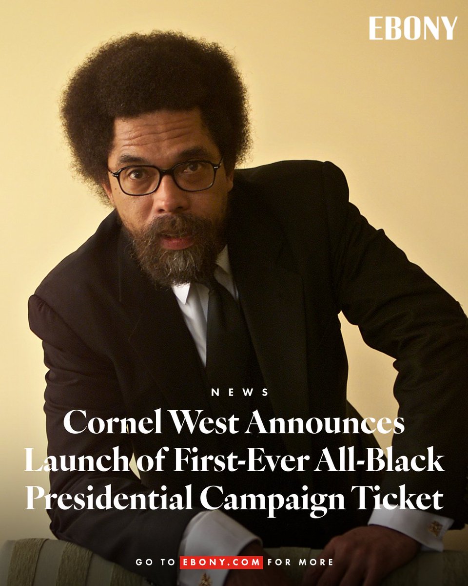 Cornel West announces Dr. Melina Abdullah as his running mate for the 2024 presidential election. This marks the first ever all-Black presidential ticket in U.S. History! Read more here: ebony.com/dr-cornel-west…...