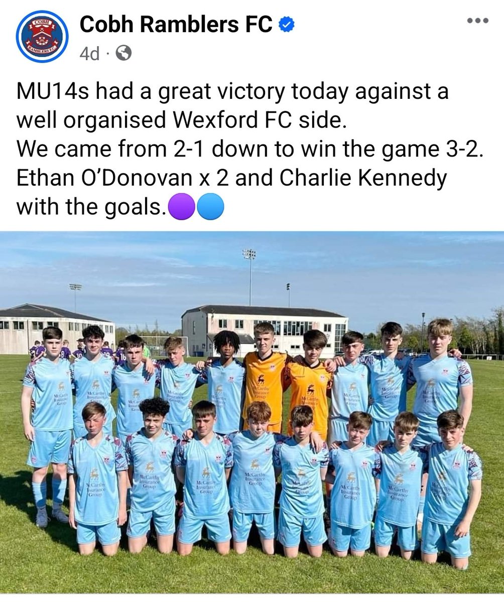 Well done to Harry and his @CobhRamblersFC teammates on a great win during the week. #MidletonCBSSoccer