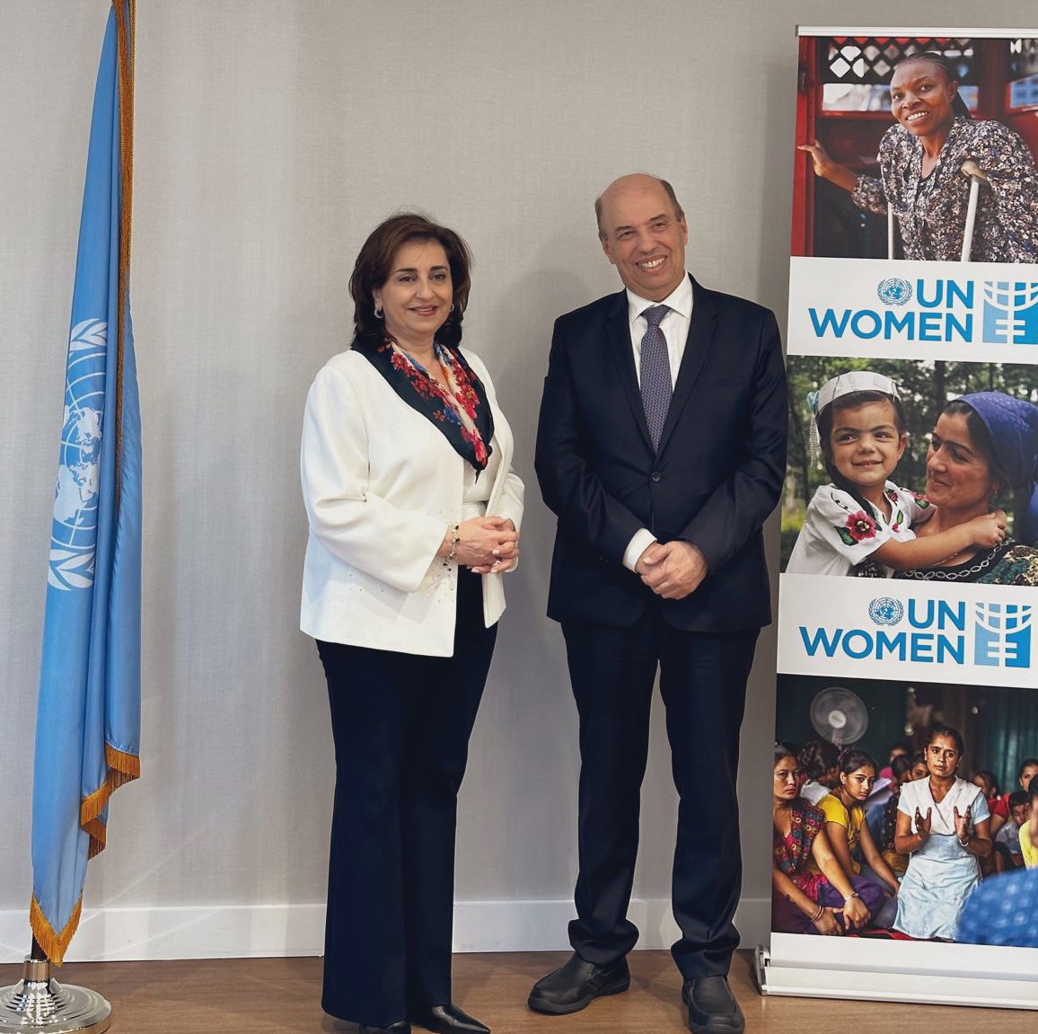UN Human Rights Council President Omar Zniber met with @unwomenchief Sma Bahous. They underlined the urgent need for gender equality & discussed efforts by @UN_Women & @UN_HRC to ensure women fully participate in & benefit from the human rights to food, health & climate security