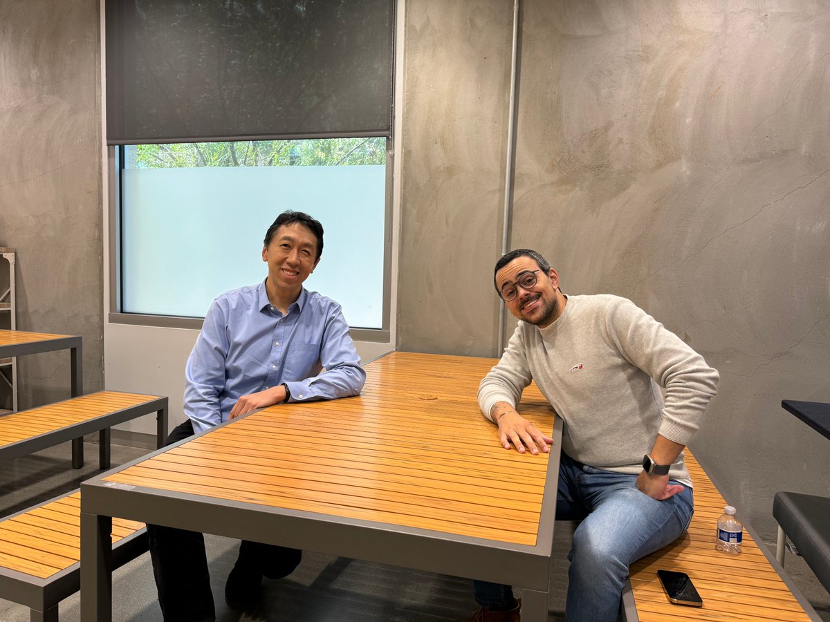 AndrewYNg's tweet photo. I've really enjoyed using @crewAIInc 's tools to build multiagent AI systems -- in addition to being productive, it's also fun to use! It was great hanging out with its creator @joaomdmoura to chat about best practices for building agentic workflows. https://t.co/IxVeqTqWWj