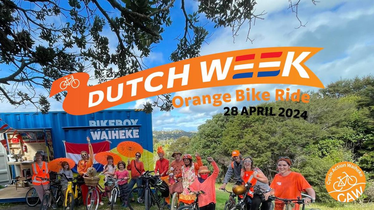 ArdvanderVorst's tweet photo. #DutchWeek
Join our Orange Bike Rides:
Auckland - 27 April
Blenheim - 27 April 
Christchurch - 27 April 
Foxton - 27 April 
Hamilton - 27 April
The Hutt - 28 April 
Kāpiti Coast - 27 April 
New Plymouth - 27 April 
Rotorua - 5 May 
Waiheke Island - 28 April 
Wellington - 27 April https://t.co/meK2Ut6iEZ