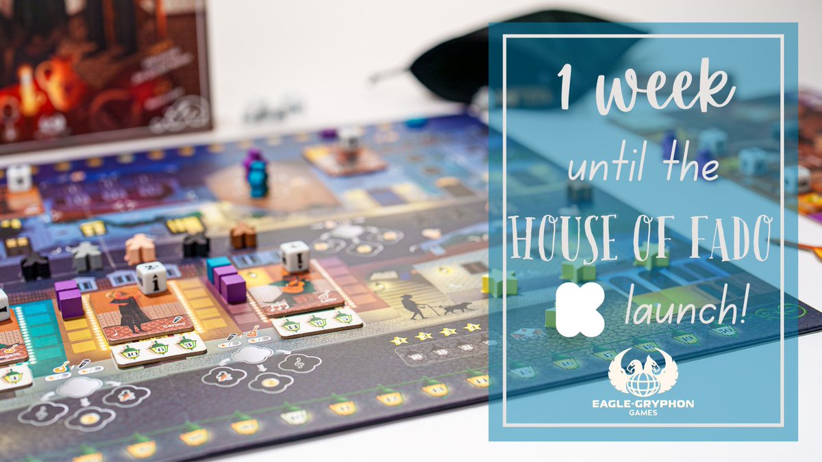 One week until the launch of House of Fado on Kickstarter! Will we see you there? Click me: kickstarter.com/projects/eagle… #eaglegryphongames #boardgamegeek #boardgamecommunity