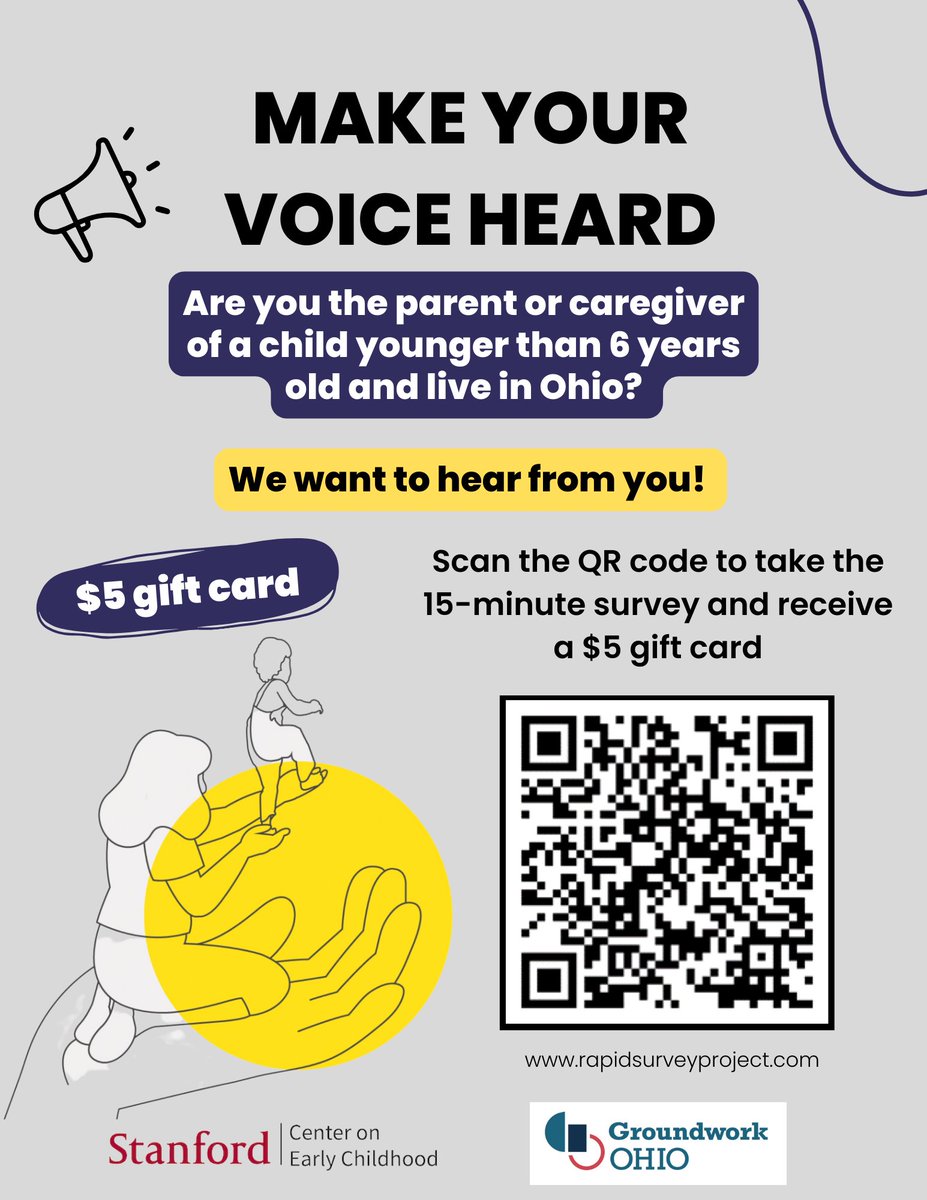 OHSAI is partnering with the RAPID Survey Project to share the voices of parents and caregivers with policy makers and other partners ready to take action for families with young children. Earn $5 by taking this 15-min online survey: tinyurl.com/gwohiopartner