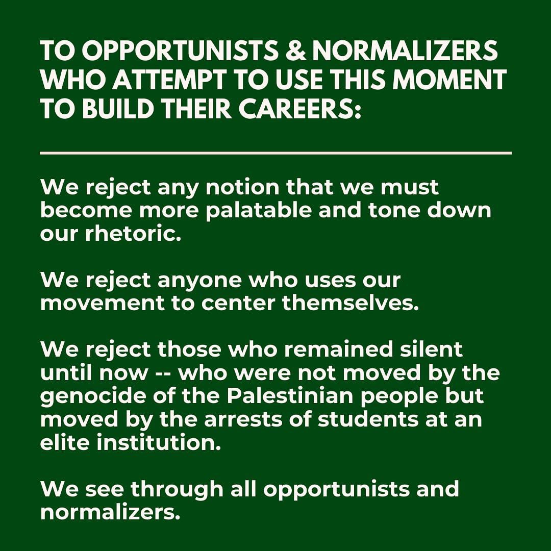 devincf's tweet photo. This is a statement from protesting Columbia students and I think one of these points sums up the problem with a lot of leftism now - they do not want converts. They want people born perfect. https://t.co/HP33y3GWSF