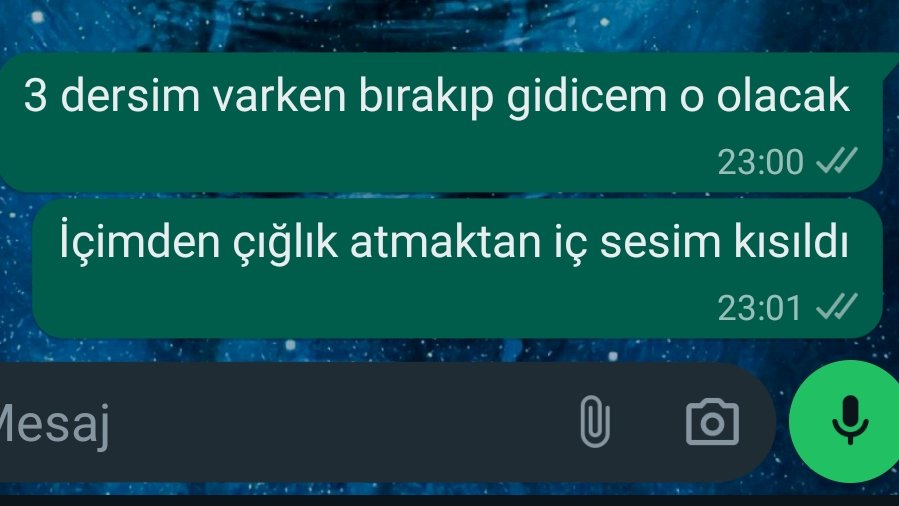 O sırada wp mesajlarım