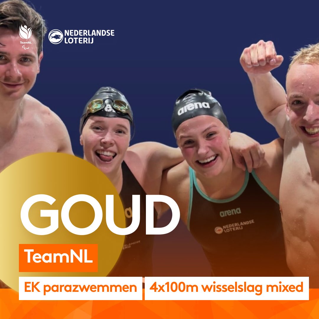 WERELDRECORD💥 

Met grootse klasse weet ons team het goud binnen te halen op de 4x100m wisselslag.   

En hoe? Met een tijd van 4:26.54 zetten wij een prachtig wereldrecord neer 😱 Geweldige afsluiter van de dag!

#TeamNL