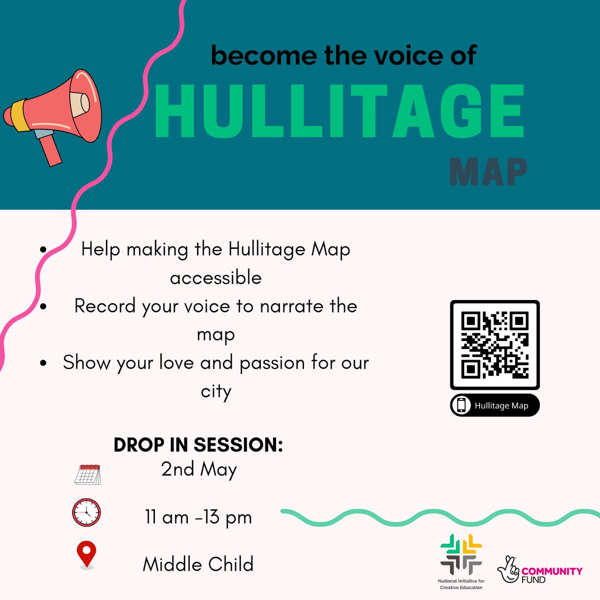 📢📢📢 BECOME THE VOICE OF #HULL The first drop in session for the map recordings will take place on Thursday 2nd May at @MiddleChildHull ✅Read a passage from the map ✅Help to make the map #accessible ✅Show your love and passion for Hull's history viewer.mapme.com/37d6bdbb-67ef-…