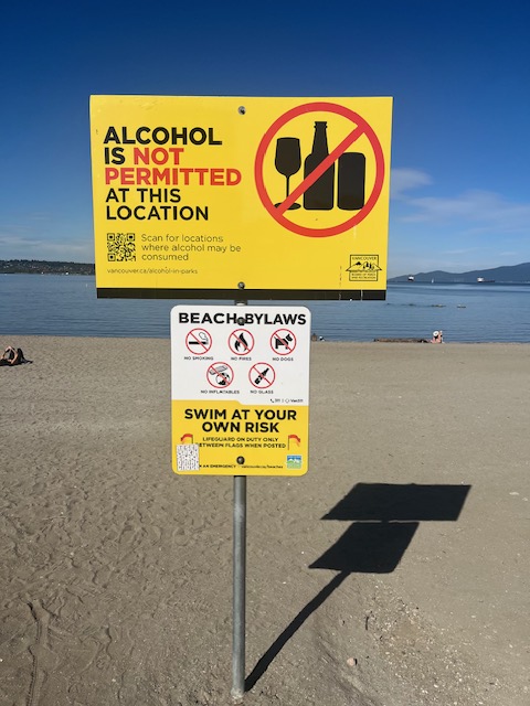 Alcohol is not permitted at English Bay #EnglishBay #NOAlcohol #nosmoking #Vancouver #swimatyourownrisk