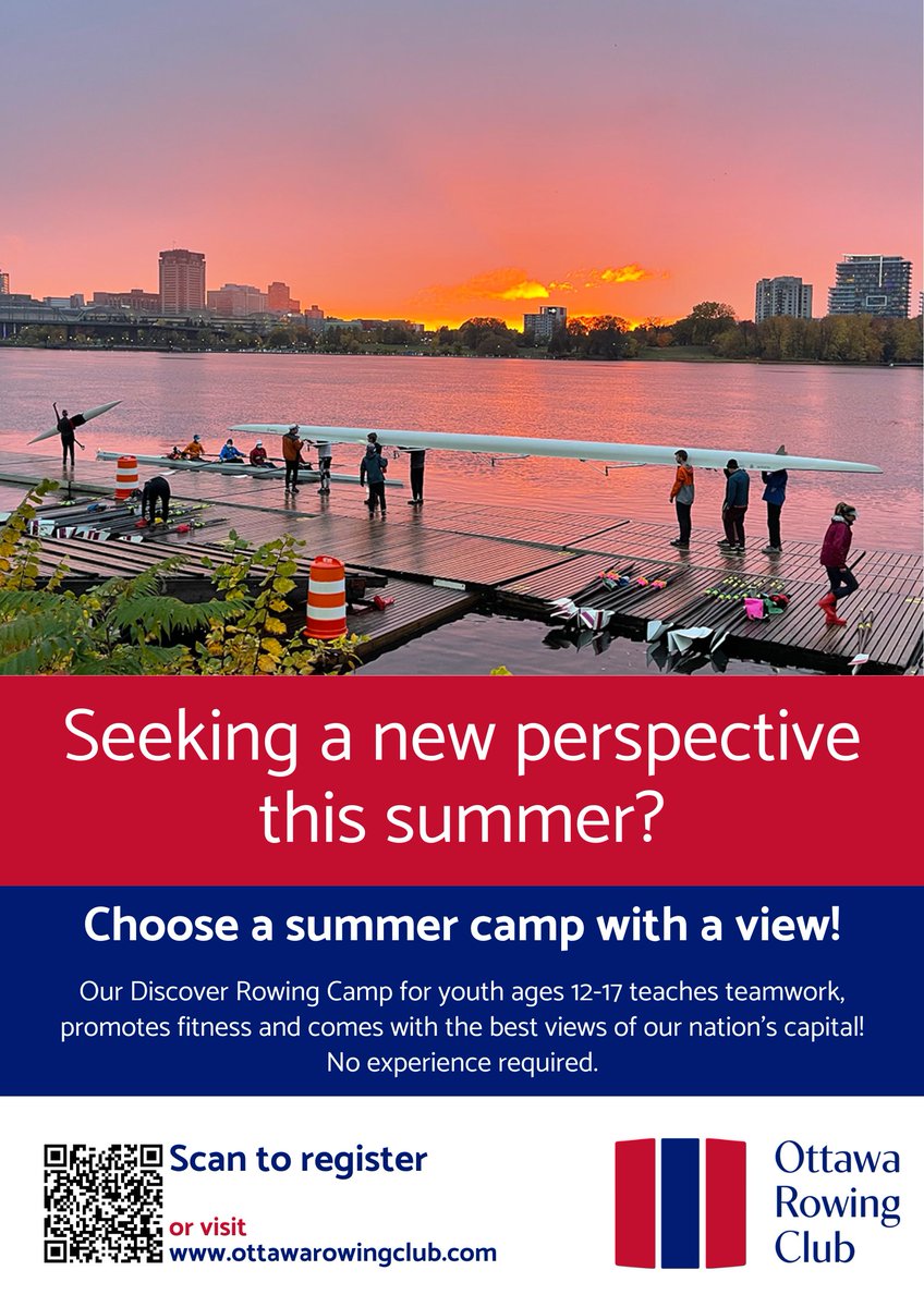 Spaces are running out. Sign your kids up for our Discover Rowing summer camp.  ottawarowingclub.com/registration/
#ottawa #summercamp #rowing