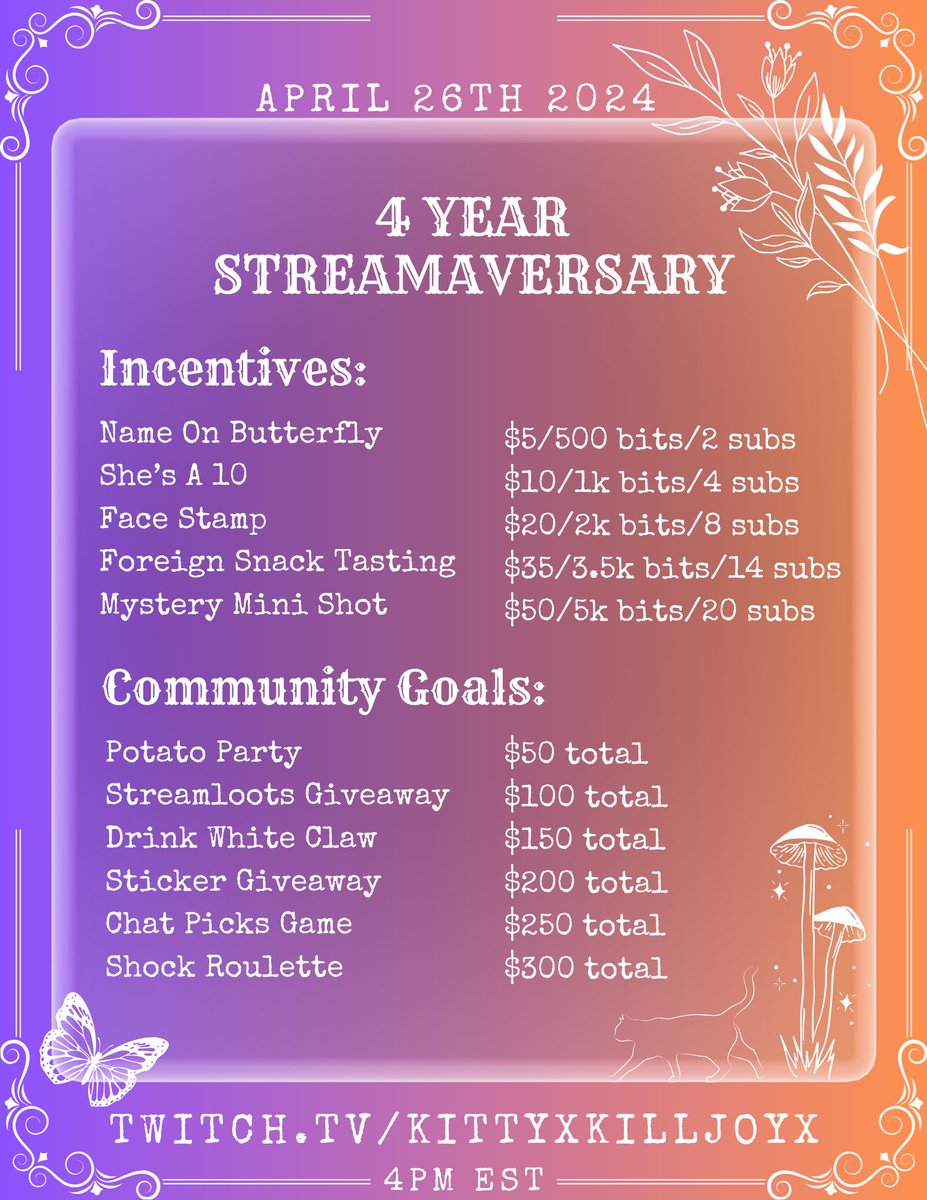 I’ll be celebrating 4 years streaming this Friday at 4pm EST link is in my bio 💝