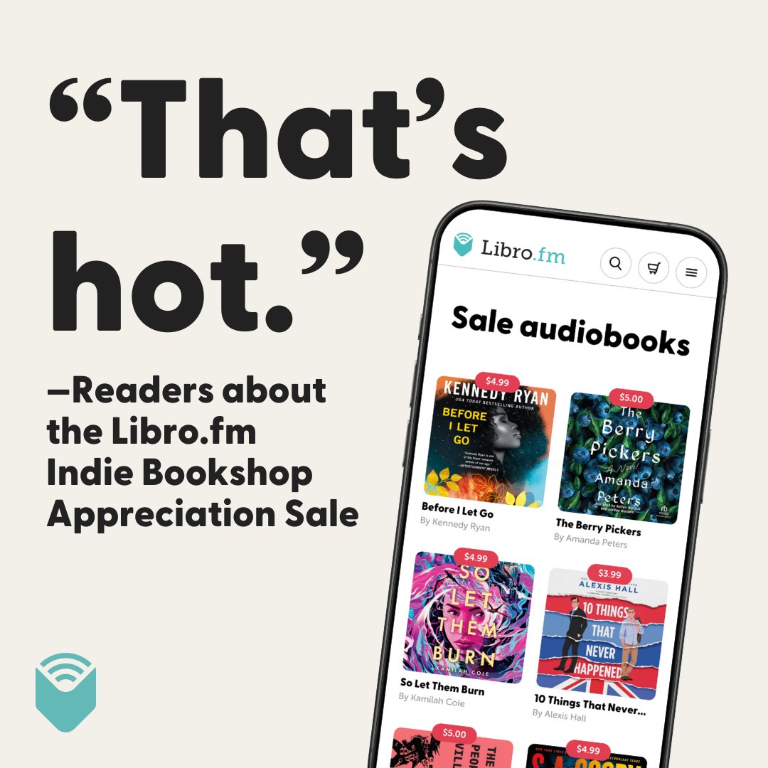 Our Indie Bookshop Appreciation Sale ft. amazing reads—including bestselling audiobooks for $5 USD or less—ends today 🔥 Support your indie today and all year long with Libro.fm audiobooks. Start shopping: libro.fm/sale