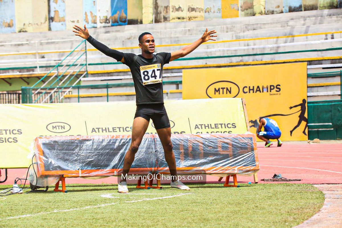 Divine Favour Okisamen is having quite a championship to remember. Before coming to #MTNChampsJos, he had never run under 11s in the 100m. Not only did he win the U20 Junior 100m title, he ran two Personal Bests in the process, winning the final in a new PB of 10.79s (+1.3).