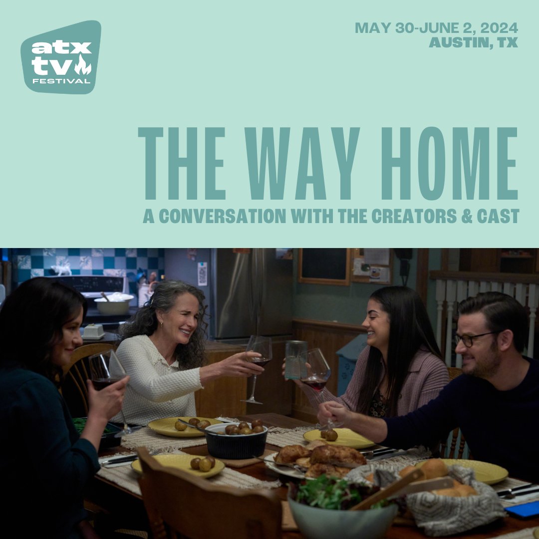 We’re thrilled to announce the cast of @TheWayHomeHC will be joining this year’s @ATXFestival! 👏 Join #AndieMacDowell, @chy_leigh, @evan_m_williams, and @sadielsnow in Austin TX, May 30-June 2 to get an inside look at the show! #TheWayHome atxfestival.com/programming/th…