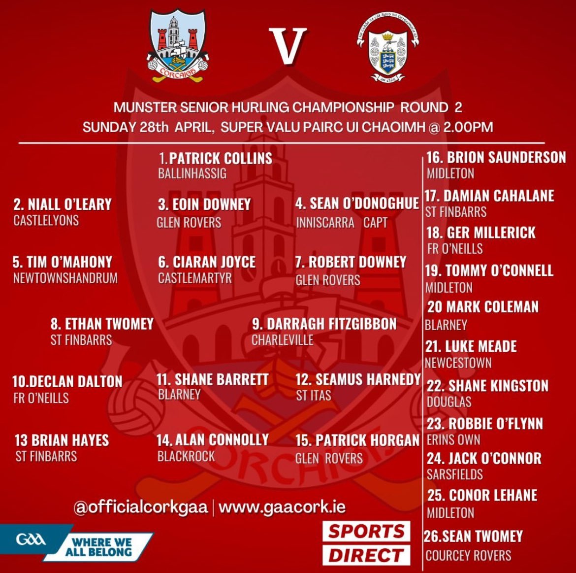 Good luck to Alan, Wayne and the lads for Sunday’s big game down the Páirc! Rebels abú 🔴⚪️