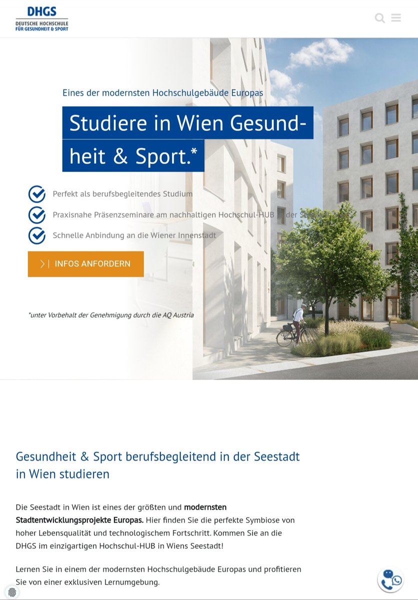 Anscheinend zieht neben der Uni Seeburg nun auch noch die DHSG (Deutsche Hochschule für Gesundheit und Sport) ins Robin in der #Seestadt ein:
'Kommen Sie an die DHGS im einzigartigen Hochschul-HUB in Wiens Seestadt!'
dhgs-hochschule.de/studienorte/wi…