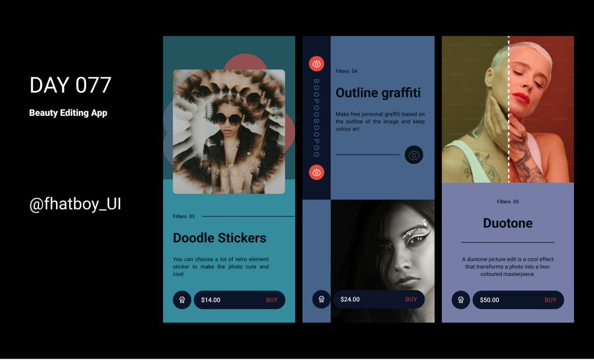 Day 77 of my #100DaysUI!                                          

Beauty Editing App

Checkout all my designs: dribbble.com/Fhatboy 

#uidesign #appdesign #design #ux #UserExperience #dailyUI #dribbble #NigerianCreatives #DesignNigeria