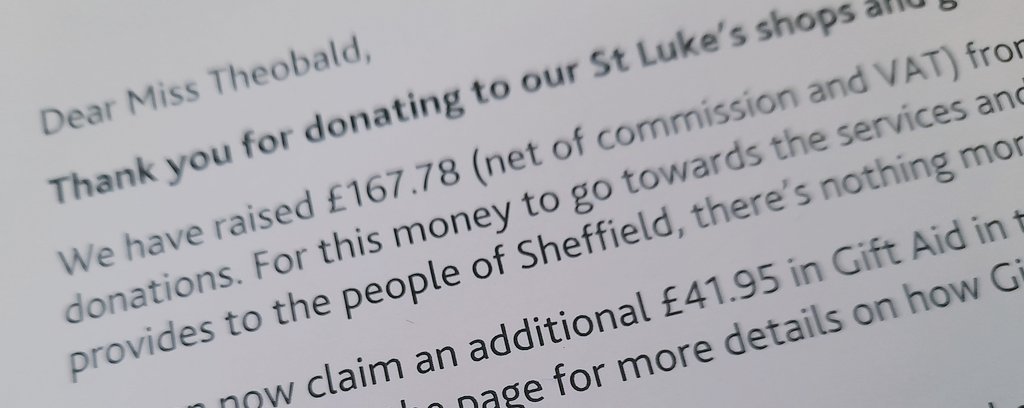 Well, this makes me very happy - money raised for @StLukes_Sheff through donations at various charity shops throughout Sheffield! ♥ #stlukes #stlukeshospice #stlukessheffield #manortop #themoor #shopsmall #shoplocal #Sheffield #charityshop #charityshopchick