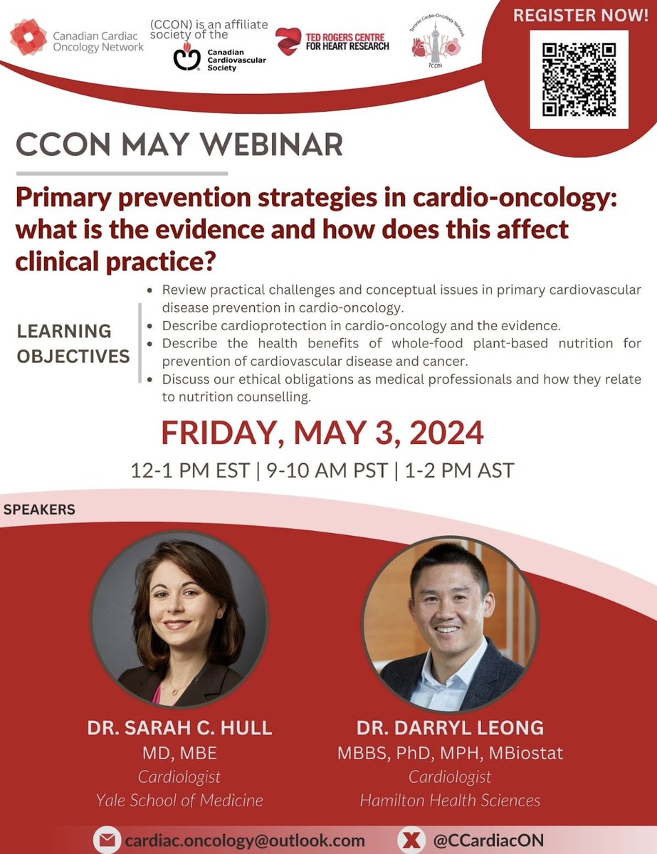 Less than a week till the next @CCardiacON Webinar! We will hear from Drs. Sarah Hull (@hull_md) & Darryl Leong (@DarrylLeong) 🫀🩺 Registere here: tinyurl.com/ymc6sb5p