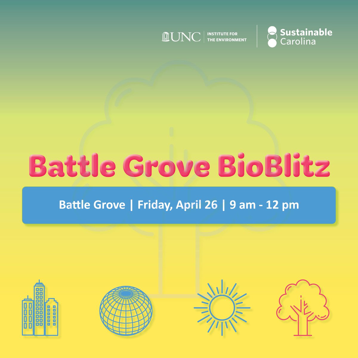 Battle Grove is coming to life and we're celebrating tomorrow (April 26) with a BioBlitz! We're bee-yond excited to partner with @UNC_Biology Professor Allen Hurlbert for this event. More information: sustainable.unc.edu/event/spring-b…