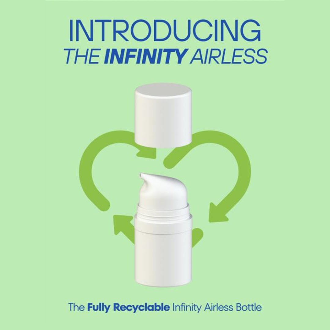 🌍 Introducing the Infinity Airless Bottle! 🚀 Eco-friendly & APR-approved, it keeps beauty products fresh. Available in 15ml & 50ml. Recyclable PP material.  #SustainableBeauty #RecyclablePackaging #Innovation #APG200390