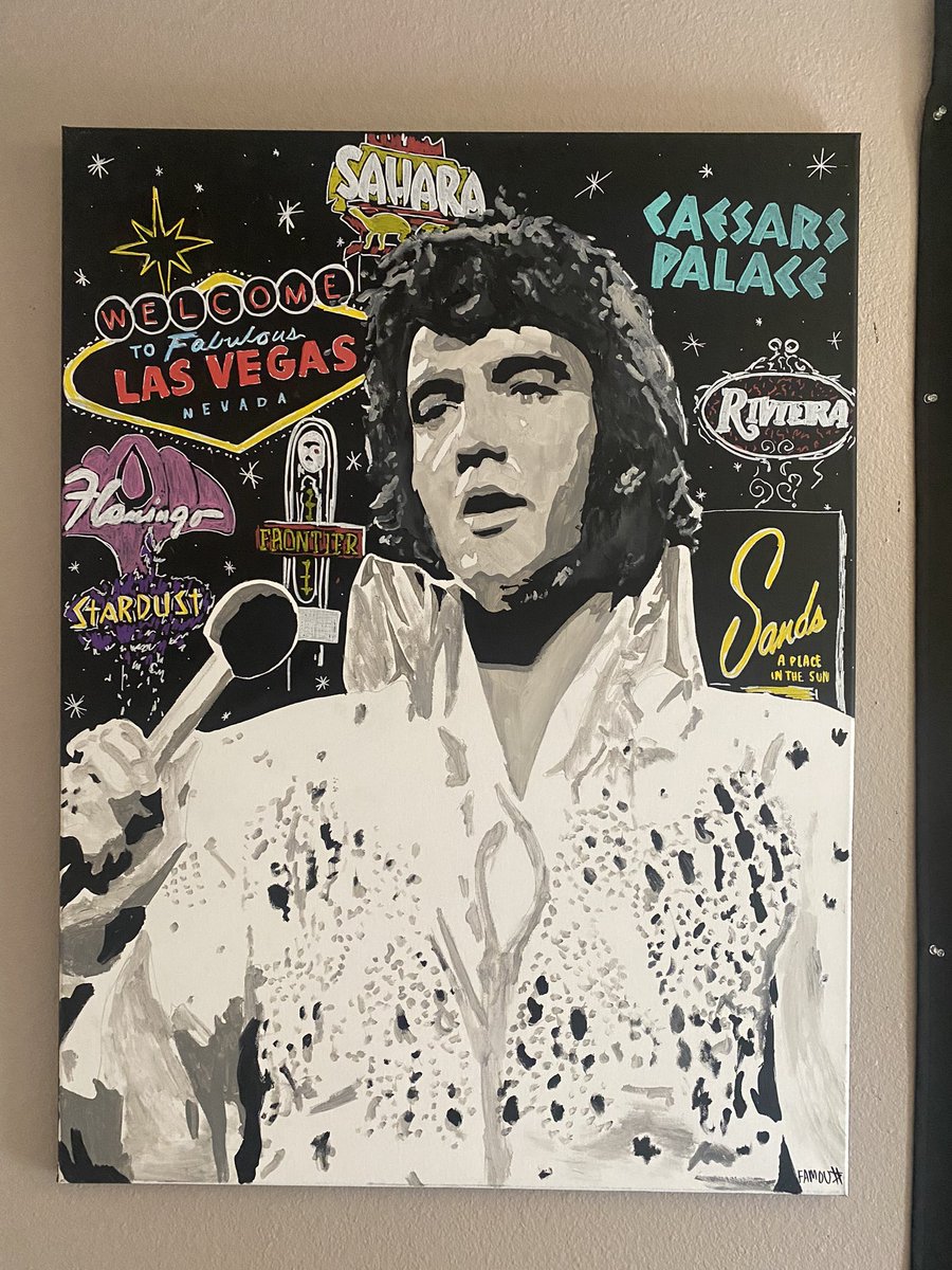 Elvis Presley 30x40 inch painting by #JohnFamousArt #ElvisPresley #Elvis #TheKing #Memphis #Graceland #KingOfRockNRoll #RockNRoll #Rock #JailHouseRock #theinternational #HiltonLV #Vegas #LasVegas @elvis @lisampresley @priscillapresley #PriscillaPresley