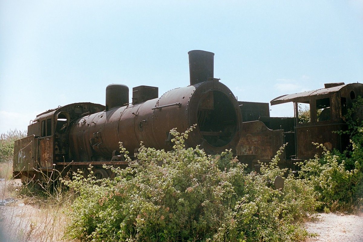 Steam trains rusting in Mediterranean sun 📷 Zenit E 🔎 Mir-1b 37mm Film: #washix #35mm Lebanon; June 2023 #filmisnotdead #believeinfilm #filmphotography